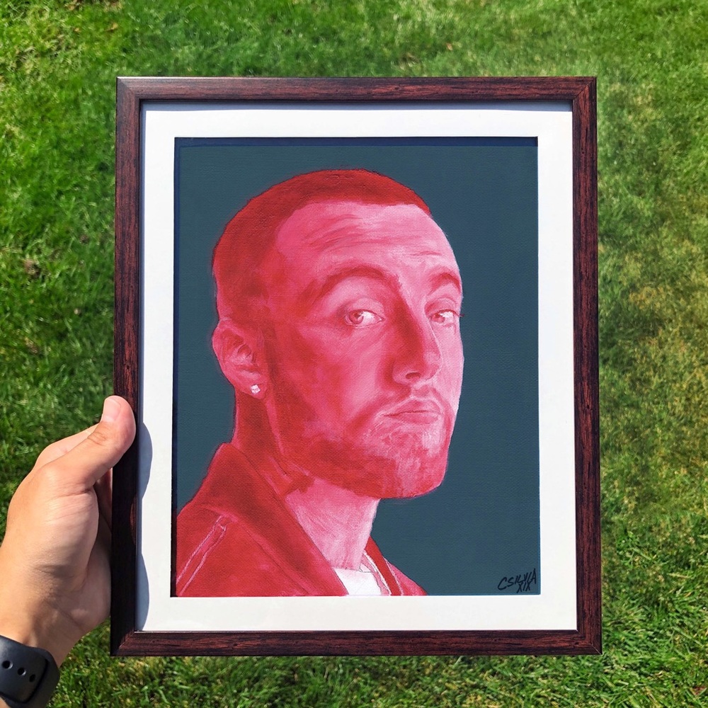 8.5x11” Framed Mac Miller Print of my painting